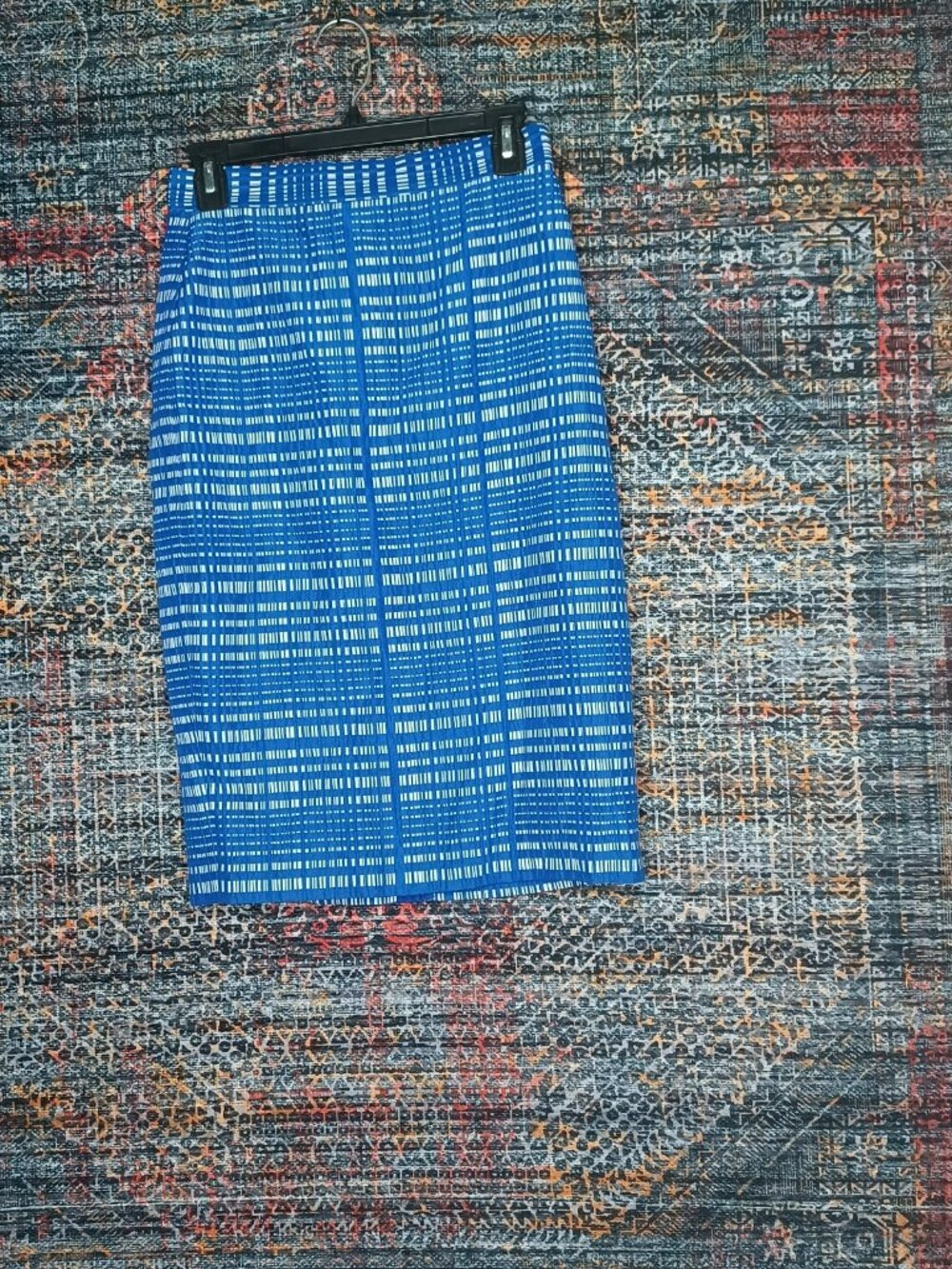 Banana Republic womens blue offwhite geometric pencil skirt 2